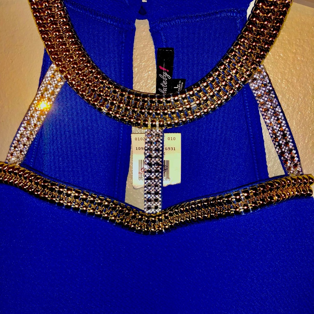 Sexy absolutely blue cocktail prom cruise dress NWT rhinestone